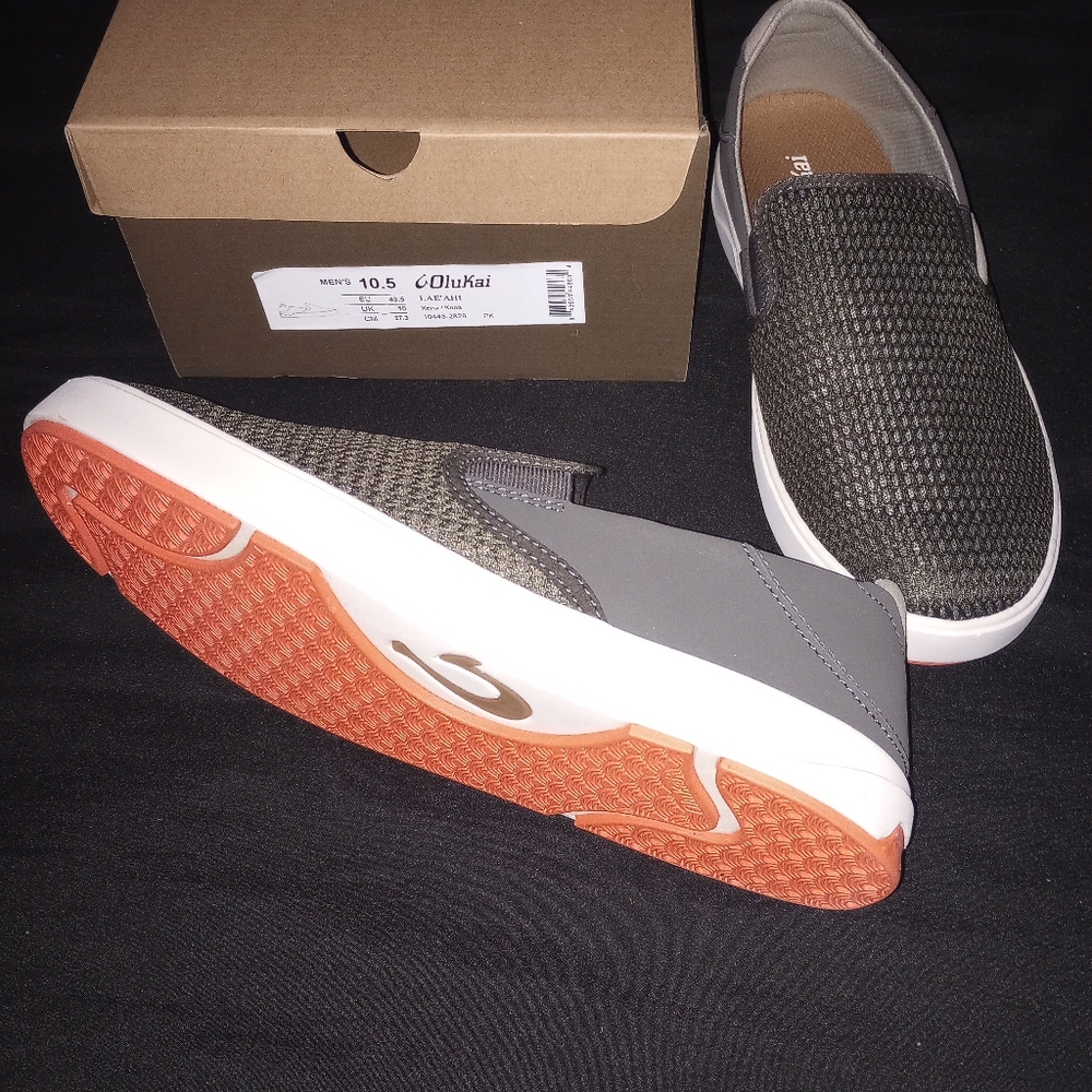OLUKAI Lae'ahi Men's Slip On Sneakers, Lightweight, US Shoe Size: 10.5, Kona